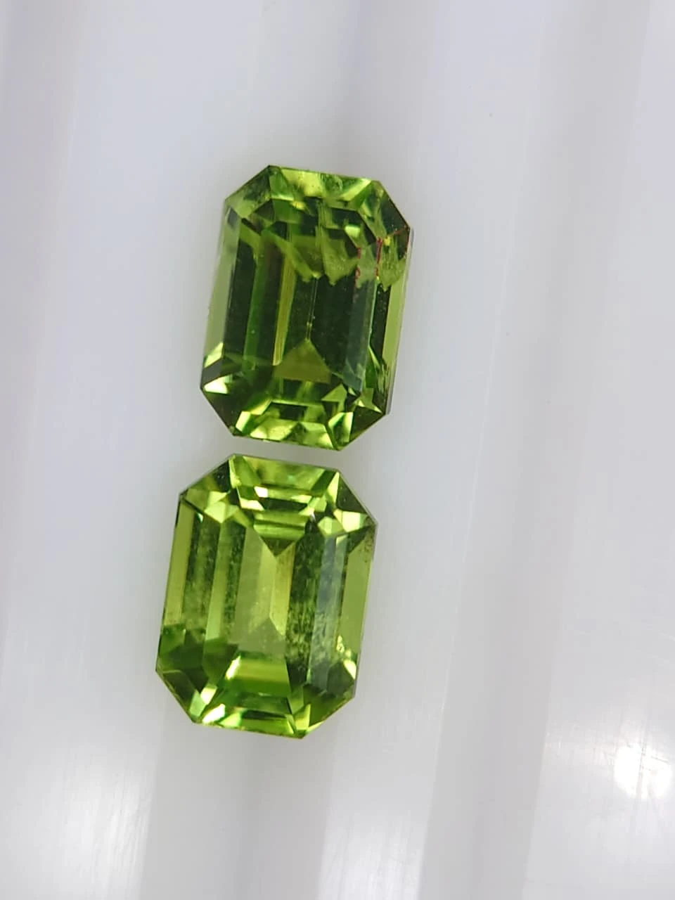 3.2ct Natural Emerald Faceted Peridot Pair from Pakistan — view 5